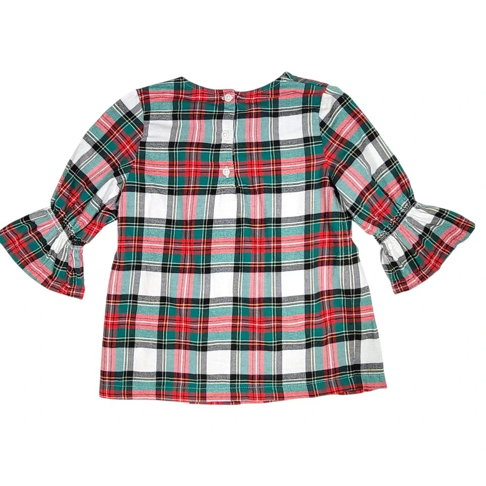 Carters Plaid Top Girls Sz 6 Red Green Blouse‎ Christmas Holiday Festive Party